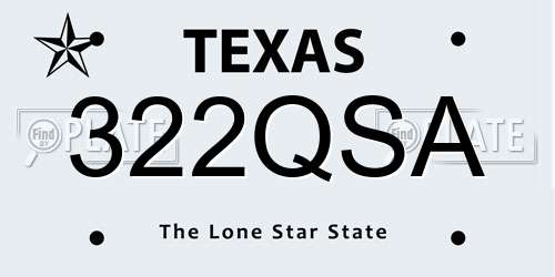 322QSA Texas License Plate