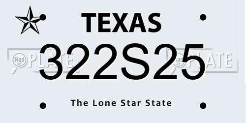 322S25 Texas License Plate