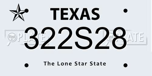 322S28 Texas License Plate