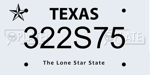 322S75 Texas License Plate