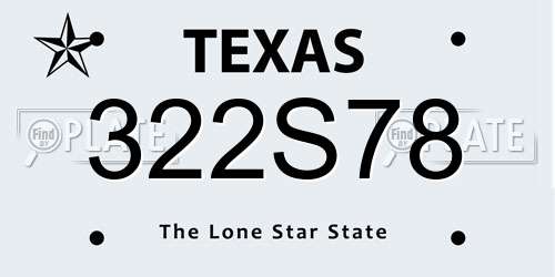 322S78 Texas License Plate