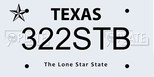 322STB Texas License Plate