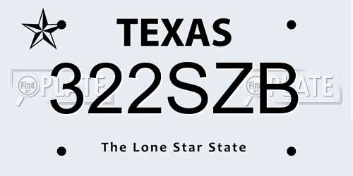 322SZB Texas License Plate