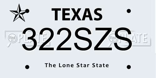 322SZS Texas License Plate