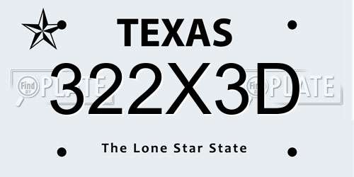 322X3D Texas License Plate