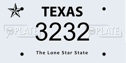 3232 Texas License Plate