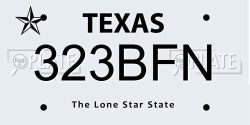 323BFN Texas License Plate