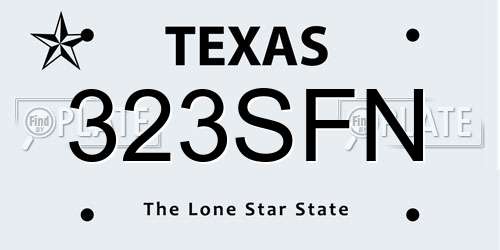 323SFN Texas License Plate