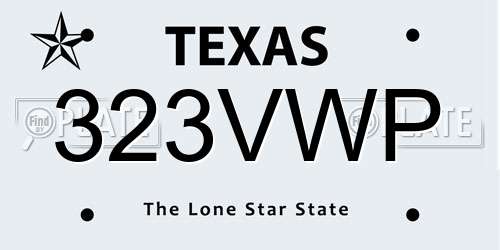 323VWP Texas License Plate