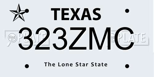 323ZMC Texas License Plate