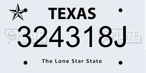 324318J Texas License Plate