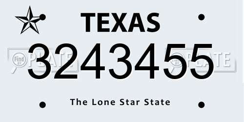 3243455 Texas License Plate