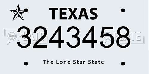 3243458 Texas License Plate