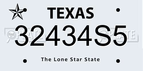 32434S5 Texas License Plate