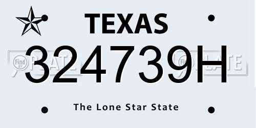 324739H Texas License Plate