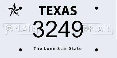 3249 Texas License Plate