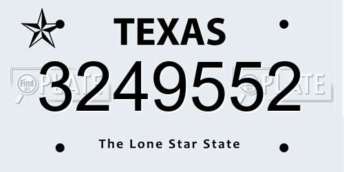 3249552 Texas License Plate