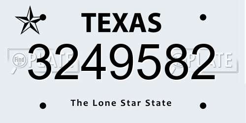 3249582 Texas License Plate