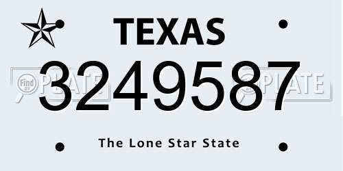 3249587 Texas License Plate