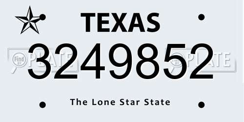 3249852 Texas License Plate
