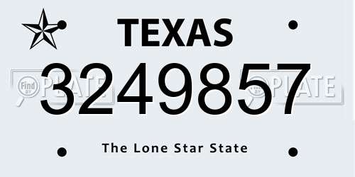 3249857 Texas License Plate