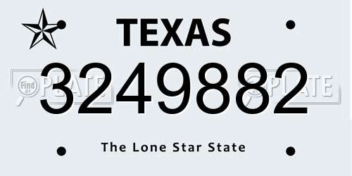 3249882 Texas License Plate