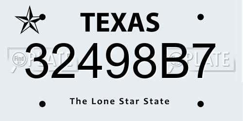 32498B7 Texas License Plate