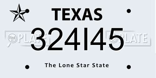 324I45 Texas License Plate