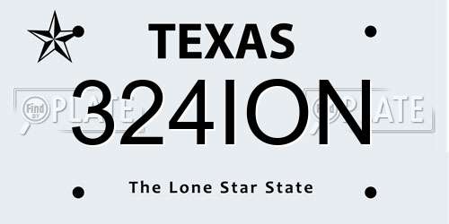 324ION Texas License Plate
