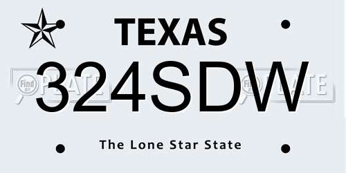 324SDW Texas License Plate