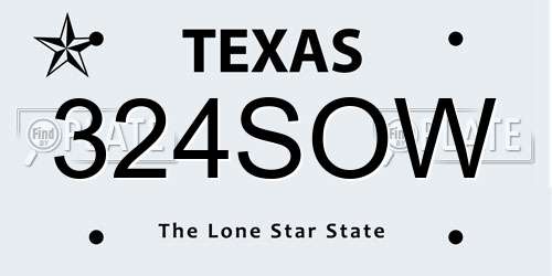 324SOW Texas License Plate