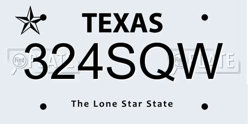 324SQW Texas License Plate