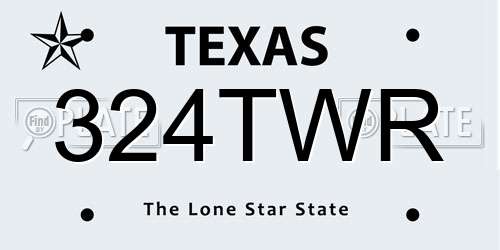 324TWR Texas License Plate