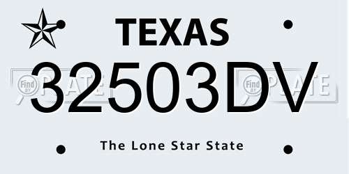 32503DV Texas License Plate