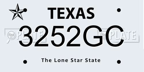 3252GC Texas License Plate