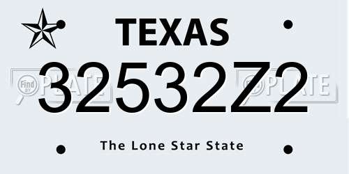 32532Z2 Texas License Plate