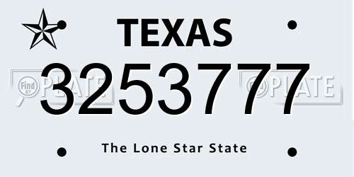 3253777 Texas License Plate