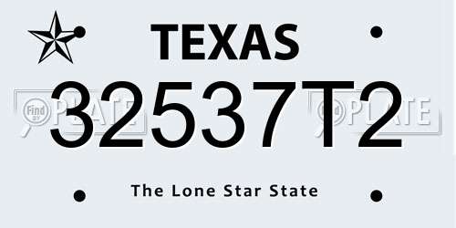 32537T2 Texas License Plate