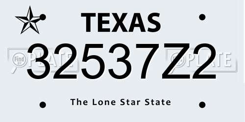 32537Z2 Texas License Plate