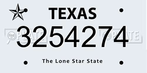 3254274 Texas License Plate