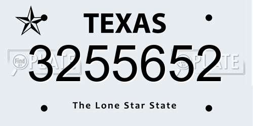3255652 Texas License Plate