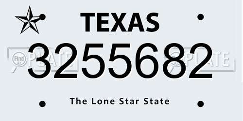 3255682 Texas License Plate