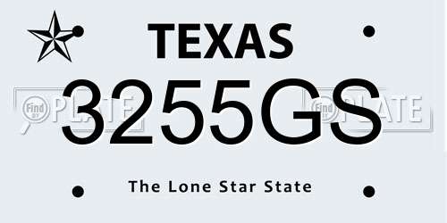 3255GS Texas License Plate