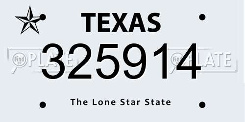 325914 Texas License Plate