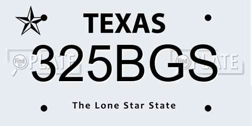 325BGS Texas License Plate