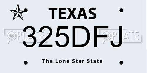 325DFJ Texas License Plate