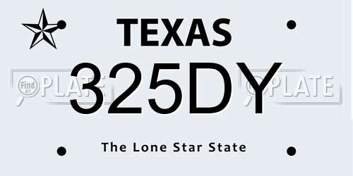 325DY Texas License Plate