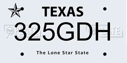 325GDH Texas License Plate