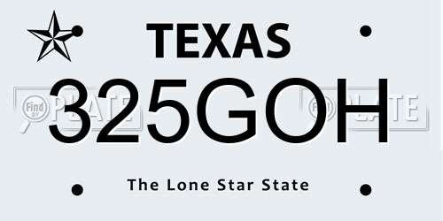 325GOH Texas License Plate