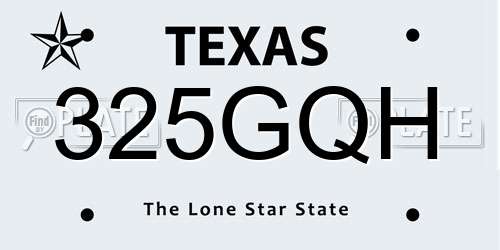 325GQH Texas License Plate
